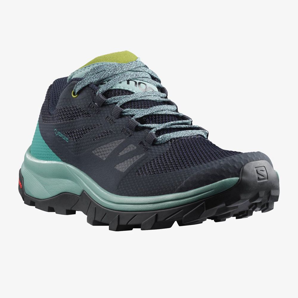 Salomon Israel OUTLINE GTX - Womens Trail Running Shoes - Navy (TUMB-27956)